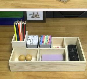 粉笔盒收纳盒讲台学校教室讲桌粉笔盒木质办公桌面多功能杂物整理