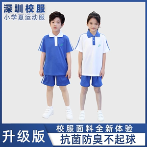 深圳校服小学生蓝色统一速干polo衫夏季夏装短袖儿童班服运动套装