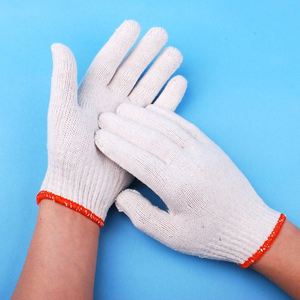 手套一次性布的 薄款24双60棉线劳保工作白棉纱耐磨加厚防护防滑