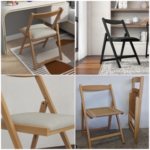 实木轻便折叠椅家用凳子简约餐椅麻将椅耐用卧室椅便携简易可折叠