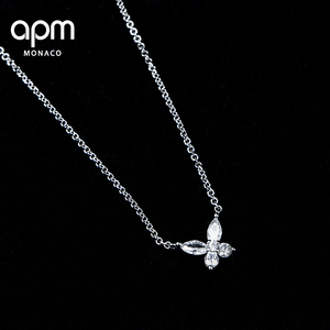 APM MONACO蝴蝶项链女银白色时尚设计感锁骨链情人节礼物AC6184OX
