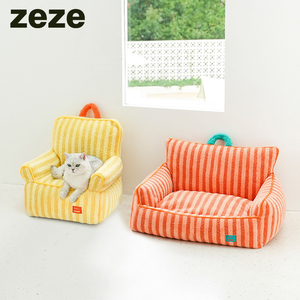zeze条纹宠物床保暖猫床可爱宠物沙发猫咪窝软绒垫四季通用可拆洗