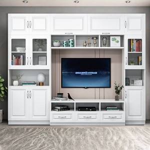 电视柜收纳储物柜一体靠墙背景墙柜现代简约客厅电视机柜高柜定制