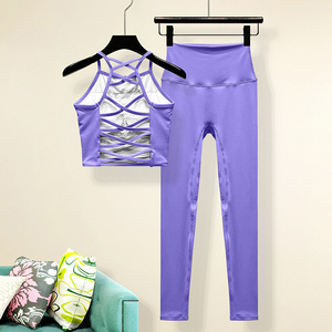 浅紫色瑜伽服套装女高级感夏季速干美背性感运动小众健身服背心女