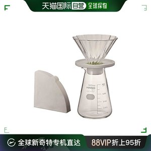 【日本直邮】HARIO玻璃王 茶叶滴漏套装 1-4杯 白色 CDB-3012-W
