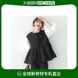 【日本直邮】Coca女士上装T恤黑色圆领休闲宽松休闲运动短袖上衣