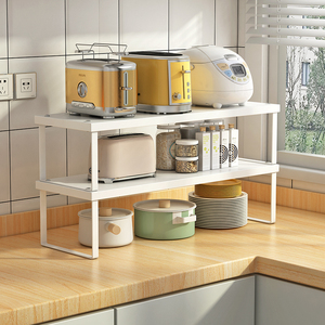 厨房置物架台面储物架双层家用碳钢架子桌面收纳架用品家用大全