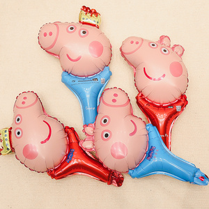 小猪佩奇手持充气棒铝膜气球卡通儿童生日派对装饰手持棒摆摊批发