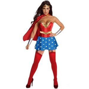 神奇女侠制服 cosplay 欧美女士万圣节女超人演出服 超人英雄加大