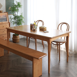 集美餐桌椅组合北欧实木家用小户型饭桌长方形桌子樱桃木家具简约