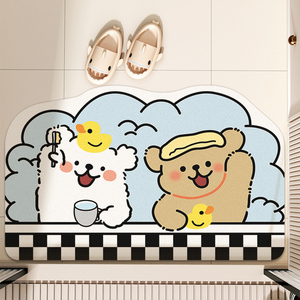 卡通硅藻泥浴室地垫沐浴房吸水垫卫生间门口卫浴厕所速干防滑脚垫