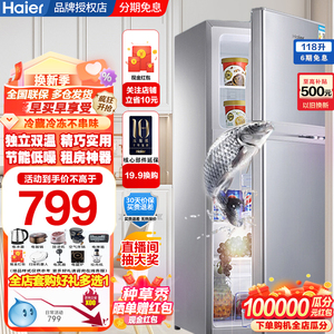 Haier/海尔BCD-118TMPA 小型家用开双门出租房节能省电两门电冰箱