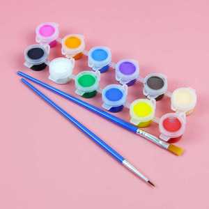 颜料画笔丙烯颜料12色画笔2支石膏娃娃涂色涂鸦颜料