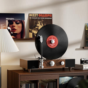 Gramovox 美国格莱美竖立式黑胶唱片机蓝牙音响一体复古留声机