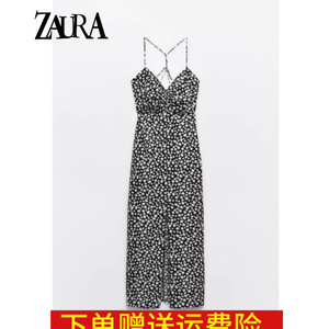 ZARA KISS 夏季新品女装吊带时尚开叉露背碎花连衣裙 2977760 800