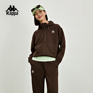 Kappa卡帕运动卫衣2023新款女秋休闲连帽开衫针织外套简约上衣