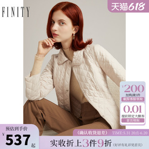 FINITY棉衣棉服女2023冬季新款轻薄菱格常规款双门襟小翻领外套女