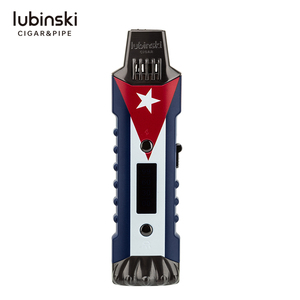 LUBINSKI多功能雪茄打火机双电弧可充丁烷气电单直冲点烟带紫光灯