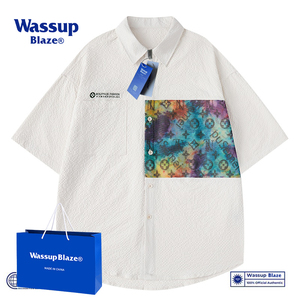 WASSUP BIAZE日系短袖衬衫男款潮牌夏季宽松薄款上衣时尚衬衣男士