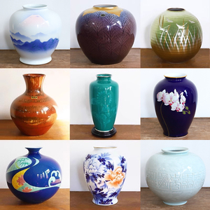 日本回流七宝烧旧物瓷器 九谷烧彩绘花瓶 艺术收藏老物件摆件装饰