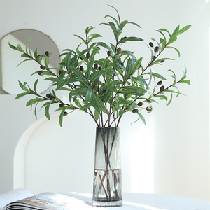 泰环 4叉带果橄榄枝仿真绿叶植物客厅桌面玄关插花摆件室内装饰品
