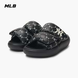 MLB官方 女士钻石老花拖鞋休闲厚底舒适时尚凉鞋24夏季新款LPBPL