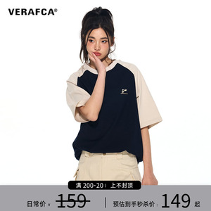 VFC/VERAF CA基础复古插肩袖字母T恤撞色潮流夏季圆领短袖男女