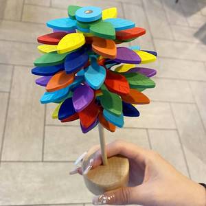 斐波那契螺旋树旋转木质棒棒糖木制费氏数列解压玩具儿童叠叠乐树