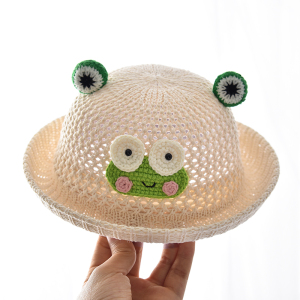 婴儿草帽夏款儿童帽子夏天沙滩可爱圆顶渔夫帽男童女童宝宝遮阳帽