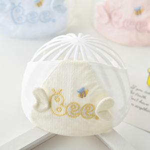 婴儿护囟门帽子夏季新款可爱纯棉男女宝宝胎帽卡通百搭四季气门帽
