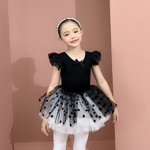 儿童舞蹈服女夏季白色短袖练功服女童芭蕾舞蹈服幼儿形体练功裙子