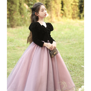 女童礼服轻奢小众高端小女孩生日公主裙儿童主持人钢琴演奏演出服