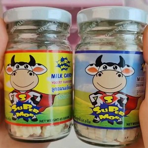 super mor泰国进口原味奶糖酸奶味奶糖奶片奶糖玻璃瓶儿童糖果