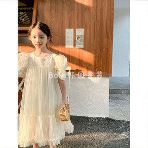 波拉bora韩国女童连衣裙春装中小孩宝宝儿童公主裙子网红气质长裙