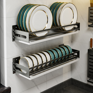 免打孔厨房晾放碗架沥水滤水家用碗碟收纳碗盘子架子置物架壁挂式