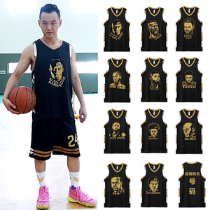 篮球服套装男黑金色科比球衣库里球服儿童训练队服比赛运动服定制