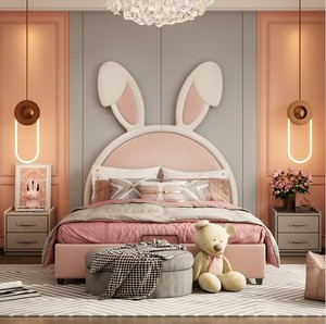 美式软包床头北欧ins网红公主床同款兔子耳朵床现代简约创意床屏