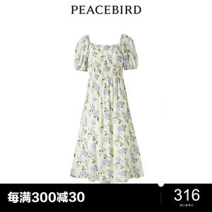 【商场同款】太平鸟女装2023年夏季新款花卉纹样连衣裙A1FAD2G05