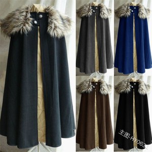 爆款男士呢子大衣复古纯色蒸汽朋克披风斗蓬外套winter coat men