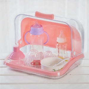 婴儿奶瓶收纳箱收纳盒碗筷餐具家用保洁盆宝宝餐具食品防尘收纳箱