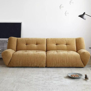 意式极简奶油风雪尼尔布艺沙发设计师别墅小户型客厅云朵直排沙发