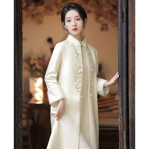 配旗袍的外套冬季大衣外搭秋冬改良中国风女装冬款加厚保暖高贵