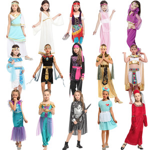 儿童万圣节服饰男童女童cos阿拉伯罗马希腊公主埃及艳后美人鱼服