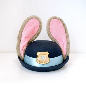 女童朱迪帽子礼帽兔子警官cos圆顶卡通兔耳朵儿童