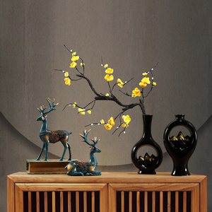 新中式风格家具禅意装修家里进门玄关花瓶招财摆件创意家居装饰品