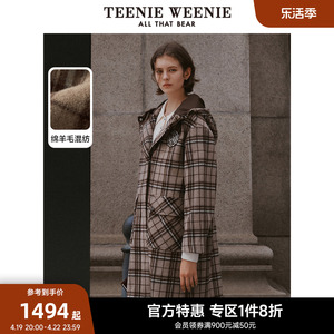 TeenieWeenie小熊奥莱秋冬季绵羊毛混纺毛呢大衣呢子外套美拉德女