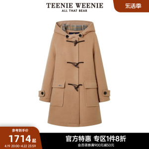 TeenieWeenie小熊奥莱秋冬新款学院风牛角扣毛呢呢子大衣外套女