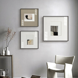 现代极简约组合挂客厅黑白灰风格装饰画小众艺术意式抽象高级感壁