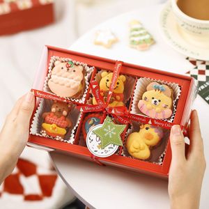 圣诞龙新年 包装盒高档免折硬盒6粒胖胖法式马卡龙夹心饼干糖果盒