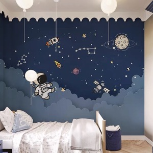 3d宇宙星空太空壁纸卡通儿童房男孩女孩卧室墙纸全屋定制壁画墙布